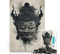 Puzzle 1000 pièces pour Adultes Masque de Bouddha Style Manga Découpe précise Jeu créatif et ludique Cadeau d'anniversaire (50x75cm)