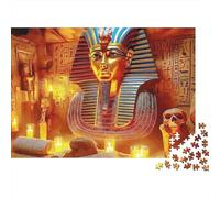 Puzzle 1000 pièces pour Adultes Masque Pharaon Égyptien - Tombe Pharaon Bougies égyptien, épais, Robuste, Vibrant, Difficile, Antidote au Stress, Cadeau Familial 52x38cm/1000pcs