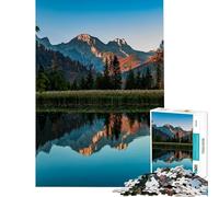 Puzzle 1000 pièces pour Adultes Matinée Calme au Bord du lac Almsee Autriche Jeu d'assemblage éducatif décoration Murale Convient aux Personnes de 14 Ans et Plus (38x26cm)