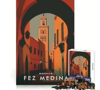 Puzzle 1000 pièces pour Adultes Médina de Fès,Maroc Jeu d'articulation Fin et Amusant pour développer la réflexion et l'habileté Temps de Jeu Calme Décoration de Noël (38x52cm)