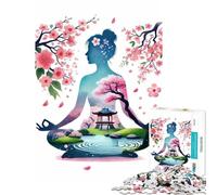Puzzle 1000 pièces pour Adultes Méditation Zen avec Fleurs de Cerisier Aide à exercer Le Cerveau et à améliorer la mémoire Jeu éducatif à partir de 14 Ans (38x52cm)
