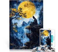 Puzzle 1000 pièces pour Adultes Méditation Zen sous la Pleine Lune Fait de Papier,pour Les 14 Ans et Plus Soulagement du Stress Jouets Cadeaux。Taille:38x52cm/14.9x20.4pouce