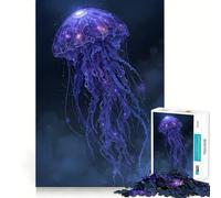 Puzzle 1000 pièces pour Adultes Méduse céleste Art numérique Décoration Facile à Installer Jouet d'exercice cérébral Moments de détente et de Plaisir pour Un Anniversaire (38x52cm)