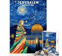 Puzzle 1000 pièces pour Adultes Mère Palestine Jérusalem Jeu Impossible pour Toute la Famille Décoration intérieure Pièces de Formes aléatoires Parfaitement emboîtables (50x75cm)