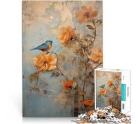 Puzzle 1000 pièces pour Adultes Merle Bleu sur Une Fleur de pêcher Cadeaux de Jeux stimulants Une œuvre d'art 50x70cm