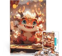 Puzzle 1000 pièces pour Adultes Mignon bébé Dragon Jouet éducatif d'apprentissage Décoration Murale, Cadeaux Uniques pour Anniversaire et Noël 38x52cm
