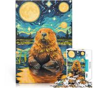 Puzzle 1000 pièces pour Adultes Mignon Castor Nuit étoilée Réduction du Stress intéressante De Superbes Cadeaux et Jouets 38x26cm