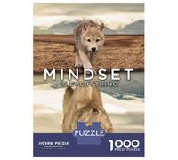 Puzzle 1000 Pièces pour Adultes Mindset is Everything Wolf Casse-tête pour Adultes - Décoration Parfaite - Cadeaux d'anniversaire Et Cadeaux Uniques 52x38cm/1000pcs