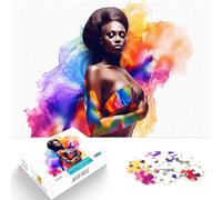Puzzle 1000 pièces pour Adultes Modèle Africain aquarellé Jeu Familial Anti-Stress Défi Difficile Œuvre d'art 50x70cm