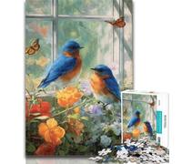 Puzzle 1000 pièces pour Adultes Moineau près de la fenêtre pour Adultes 1000 pièces, Jeu Stimulant pour l'ensemble pour Les Femmes, Cadeaux pour Hommes 50x75cm