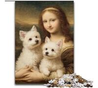 Puzzle 1000 pièces pour Adultes Mona Lisa et Son Chien, idéal pour Les Adolescents, Les Liens familiaux, Les Casse-têtes et la décoration d'intérieur DIY, 50x75cm