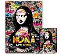 Puzzle 1000 pièces pour Adultes Mona Lisa Graffiti Puzzle Un Casse-tête Stimulant pour Adolescents, soirée de Jeux en Famille Amusante 50x75cm