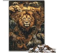 Puzzle 1000 pièces pour Adultes, Monde Animal Africain, en Carton, décoration colorée pour la Maison et Jeu Familial interactif, Taille 38x26cm