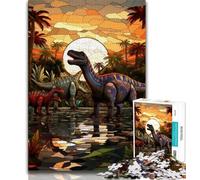 Puzzle 1000 pièces pour Adultes, Monde des Dinosaures, Jouets de Divertissement Familial avec Affiche et fiche de Questions-réponses (Taille 75x50cm)