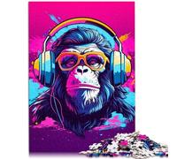 Puzzle 1000 pièces pour Adultes Monkey DJ Music Brain Teaser Game 26x38cm Stress Relief Difficult Challenge for Teenager Age 14+