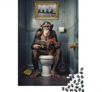 Puzzle 1000 pièces pour Adultes, Monkey on The Toilet