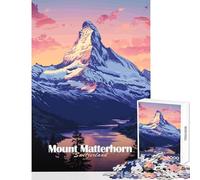 Puzzle 1000 pièces pour Adultes Mont Cervin Coucher de Soleil Décoration intérieure Jouet Idée Cadeau Jeu éducatif Convient pour la décoration de Bureau Dimensions 38x26cm