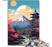 Puzzle 1000 pièces pour Adultes Mont Fuji, Japon Fabriqué en Bois, ce Qui en Fait Un Excellent Cadeau pour s'amuser en Famille 50x75cm pour Un Jeu interactif en Famille