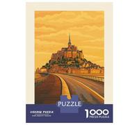 Puzzle 1000 Pièces pour Adultes Mont Saint Michel Travel Puzzles pour Adultes, Jeu De Réflexion Difficile, Cadeau Unique pour Un Anniversaire Ou Noël 70x50cm/1000pcs