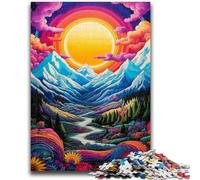 Puzzle 1000 pièces pour Adultes Montagne avec étoiles colorées Jeu Jouets Chaque pièce est Unique - Jeu Familial Stimulant et Amusant 26x38cm