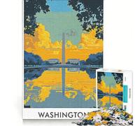 Puzzle 1000 pièces pour Adultes Monument de Washington DC Jeu Pratique Décoration d'intérieur Cadeau Unique pour Un Anniversaire ou Noël 38x52cm