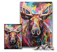 Puzzle 1000 pièces pour Adultes Moose Graffiti Puzzle en Carton 26x38cm Jeu de défi cérébral pour Adolescents et Interaction familiale