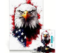 Puzzle 1000 pièces pour Adultes,Motif Aigle américain Patriotique,Jeu de mémoire et de Concentration,Format Compact,zéro Espace,idéal pour des Moments de Jeu en Famille (50x75cm)