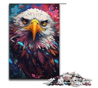 Puzzle 1000 pièces pour Adultes Motif Aigle américain psychédélique coloré Jeu éducatif en Bois pour Enfants (38 x 26 cm)
