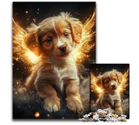 Puzzle 1000 pièces pour Adultes, Motif Ange, Golden Retriever, en Carton, idéal pour Les Adolescents, pour Une soirée de Jeux en Famille, 26x38cm