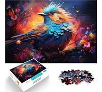 Puzzle 1000 pièces pour Adultes Motif Animal coloré Moineau Bleu idéal comme Cadeau d'anniversaire décoration Murale 26 x 38 cm