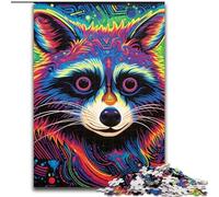 Puzzle 1000 pièces pour Adultes, Motif Animal psychédélique Raton Laveur, pour Adolescents, Jeux éducatifs familiaux, décoration d'intérieur, Cadeau (Taille : 26x38cm)