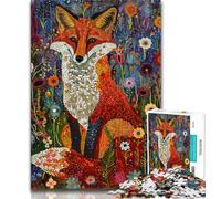 Puzzle 1000 pièces pour Adultes Motif Animal psychédélique Renard pour Adolescents Design Dynamique et Unique expérience de Puzzle relaxante et stimulante 75x50cm