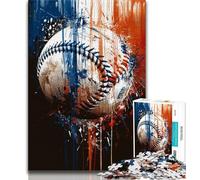 Puzzle 1000 pièces pour Adultes, Motif Aquarelle Baseball, Jouet éducatif Anti-Stress, avec Affiche et fiche de Questions Assorties, à partir de 14 Ans, 38x26cm