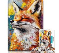 Puzzle 1000 pièces pour Adultes Motif Aquarelle Happy Fox 1000 pièces pour Adultes Cadeaux Jouets éducatifs Anti-Stress décoration d'intérieur Unique et Cadeaux 38x26cm