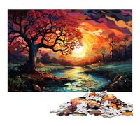 Puzzle 1000 pièces pour Adultes Motif Arbre et planète psychédélique coloré décoration Murale Cadeau d'anniversaire Art Mural 1000 pièces (75 x 50 cm)