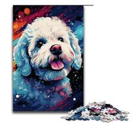 Puzzle 1000 pièces pour Adultes Motif Astronaute Bichon frisé Amusant en Famille avec Affiche et fiche de Questions réponses Assorties 75 x 50 cm