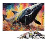 Puzzle 1000 pièces pour Adultes, Motif Baleine Bleue colorée, Puzzle en Carton, idéal pour décorer et stimuler Le Cerveau, 26x38cm / 10,23x14,96 Pouces