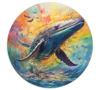 Puzzle 1000 pièces pour Adultes, Motif Baleine colorée, Rond, en Carton, idéal comme Cadeau de Noël et de Nouvel an (67,5 x 67,5 cm)