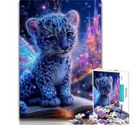 Puzzle 1000 pièces pour Adultes, Motif bébé léopard, Jeux éducatifs, décoration d'intérieur, idéal pour la décoration de Bureau (Taille 38x26cm)