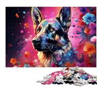 Puzzle 1000 pièces pour Adultes Motif Berger Allemand coloré Jeux en Bois pour Toute la Famille Cadeaux de Noël et d'anniversaire 1000 pièces (75 x 50 cm)
