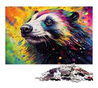 Puzzle 1000 pièces pour Adultes, Motif Blaireau coloré, pour Adolescents et Famille - Jeu de réflexion à Faire soi-même, 50 x 75 cm / 19,68 x 29,52 Pouces