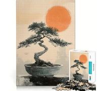 Puzzle 1000 pièces pour Adultes, Motif bonsaï Japonais Traditionnel et Soleil, décoration soignée, Jeu de Construction, Jeu de Paix, Cadeau d'anniversaire (38x26cm)