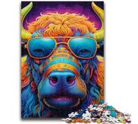 Puzzle 1000 pièces pour Adultes, Motif Buffle, idéal comme Cadeau pour Toute la Famille Convient aux Enfants de 14 Ans et Plus (50x75cm)