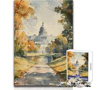 Puzzle 1000 pièces pour Adultes, Motif Capitole à l'aquarelle Idéal pour se détendre Pièces Robustes et Bien ajustées Dimensions:38x52cm