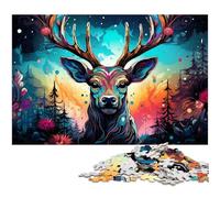 Puzzle 1000 pièces pour Adultes Motif cerf psychédélique coloré Difficile idéal comme Cadeau ou Jouet pour Adolescents de 14 Ans et Plus 1000 pièces (75 x 50 cm)