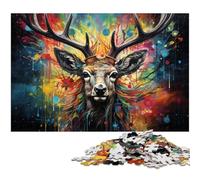 Puzzle 1000 pièces pour Adultes Motif cerf psychédélique coloré et Bizarre idéal comme Cadeau Anti-Stress Difficile 1000 pièces (75 x 50 cm)