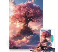 Puzzle 1000 pièces pour Adultes,Motif Cerisier en Fleurs au Lever du Soleil,Jeu d'adresse et de réflexion, pour se détendre et Passer Un Moment agréable (38x26cm)