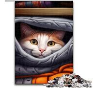 Puzzle 1000 pièces pour Adultes, Motif Chat Amusant, Animal Mignon, en Bois, Jeu de réflexion pour Adolescents, pour Les fêtes, 1000 pièces(50x75cm)