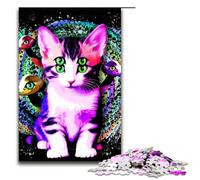 Puzzle 1000 pièces pour Adultes Motif Chat Art surréaliste et psychique décoration Murale Cadeau Unique pour Anniversaire et Noël 75x50cm