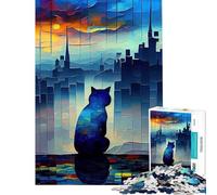 Puzzle 1000 pièces pour Adultes Motif Chat Classique Puzzle Mural Jouet Cadeau de Noël ou d'anniversaire (38x52cm)